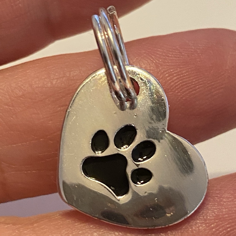 Paw Print Charm Or Pendant Heart Paws Cat Dog Pet Lover Gift Silvertone #2